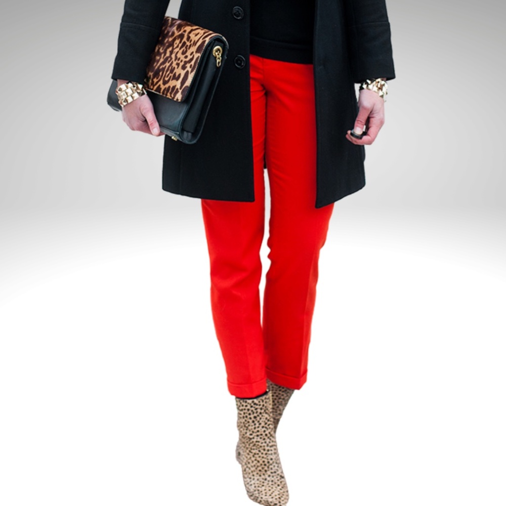 J.CREW Red Cafe Capri Pant 100% Wool Size 2